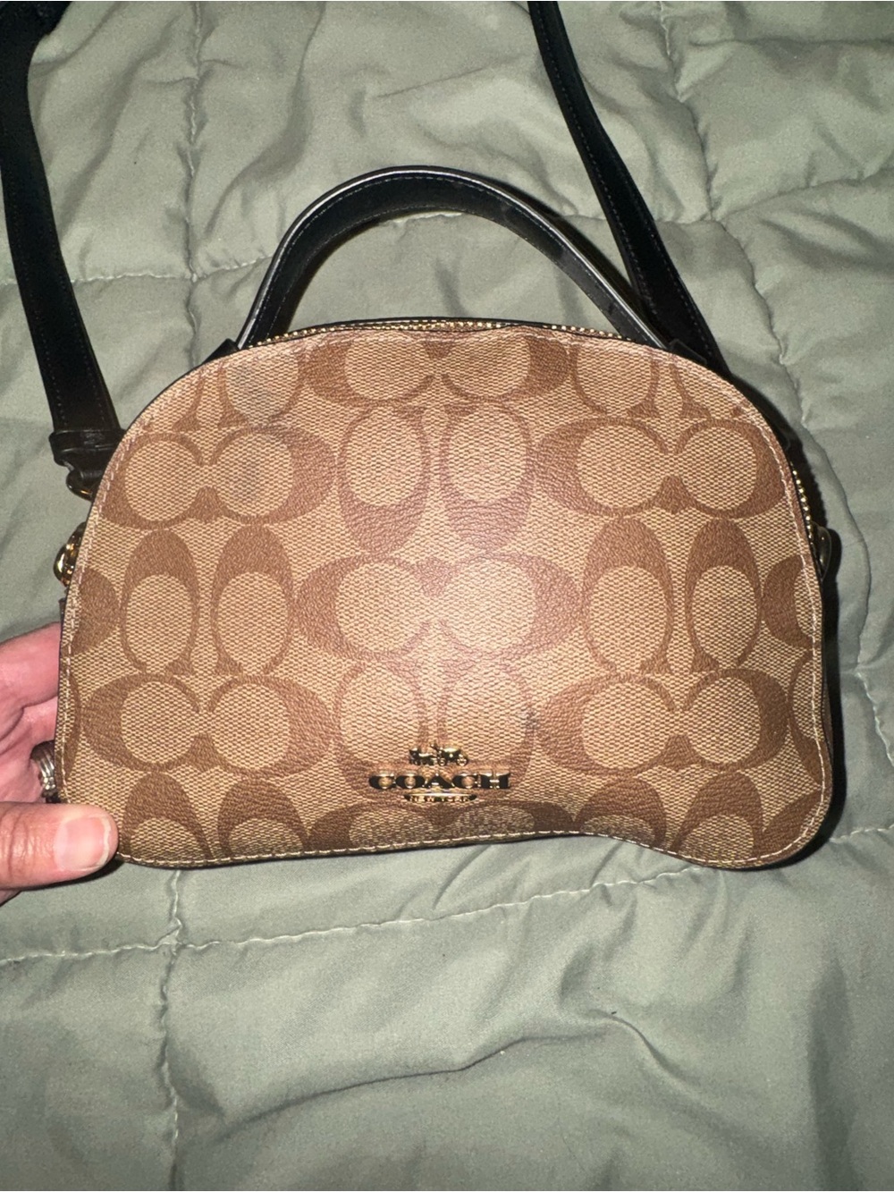 Coach Serena Satchel, signature canvas black handle.